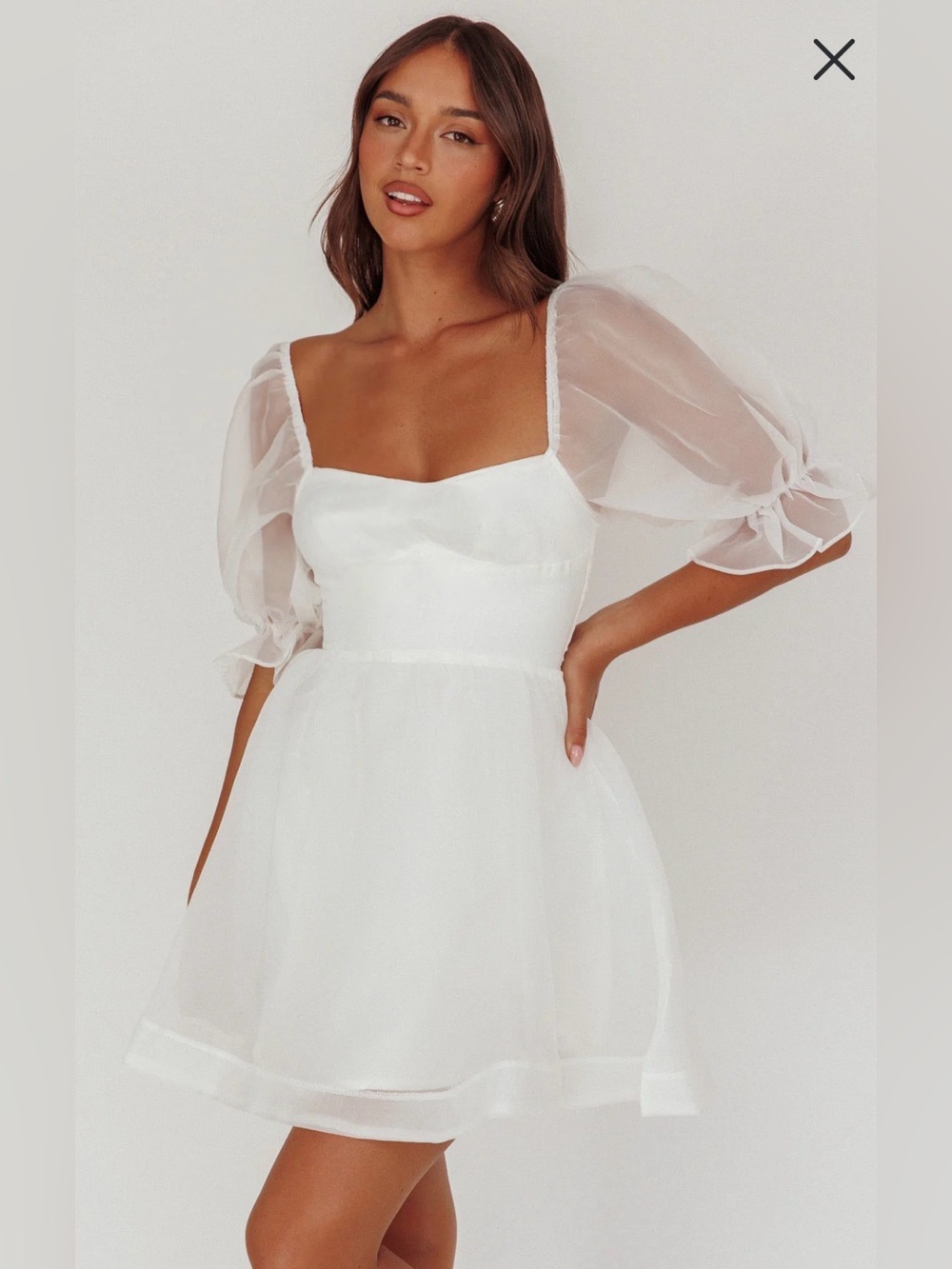 NWT Selfie Leslie I’ve got sunshine puff sleeve mini white dress size s